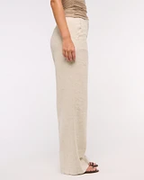 Curve Love Tailored Linen-Blend Wide Leg Pant
