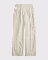 Curve Love Tailored Linen-Blend Wide Leg Pant