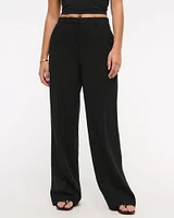 Curve Love Tailored Linen-Blend Wide Leg Pant