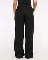 Curve Love Tailored Linen-Blend Wide Leg Pant