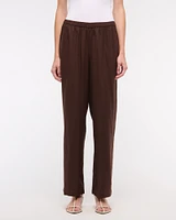Straight Linen-Blend Pull-On Pant