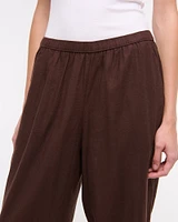 Straight Linen-Blend Pull-On Pant