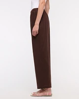Straight Linen-Blend Pull-On Pant