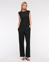 Straight Linen-Blend Pull-On Pant