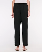 Straight Linen-Blend Pull-On Pant