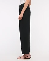 Straight Linen-Blend Pull-On Pant