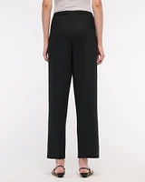 Straight Linen-Blend Pull-On Pant