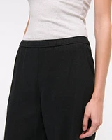Straight Linen-Blend Pull-On Pant