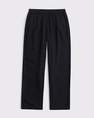 Straight Linen-Blend Pull-On Pant