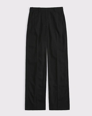 Tailored Linen-Blend Wide Leg Pant