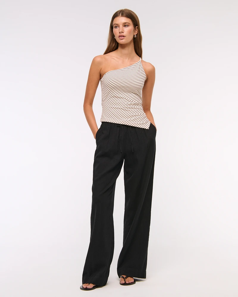Linen-Blend Pull-On Pant