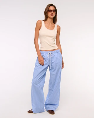 Poplin Wide Leg Pull-On Pant