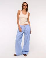 Poplin Wide Leg Pull-On Pant