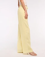 Premium Linen Belted Wide Leg Pant