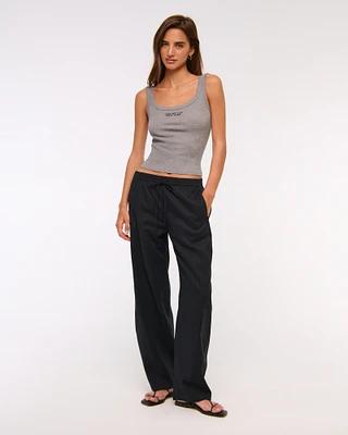 Linen-Blend Barrel Pull-On Pant