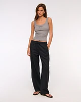 Linen-Blend Barrel Pull-On Pant