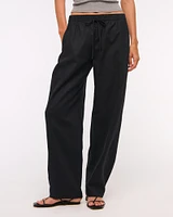 Linen-Blend Barrel Pull-On Pant