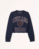 Long-Sleeve Cropped Chicago Bears Graphic Tee
