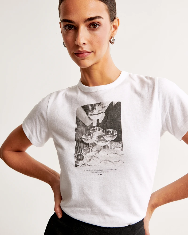 Short-Sleeve Cocktail Graphic Skimming Tee