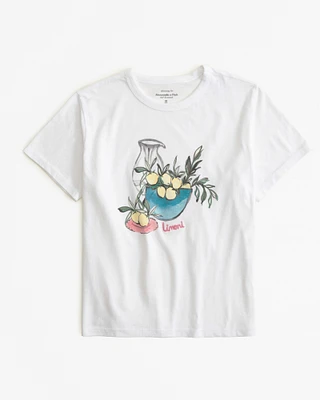 Short-Sleeve Lemon Graphic Skimming Tee