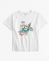 Short-Sleeve Lemon Graphic Skimming Tee