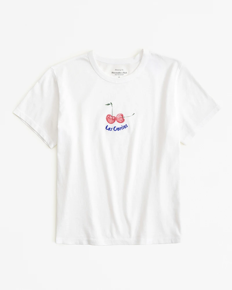 Short-Sleeve Cherry Graphic Skimming Tee