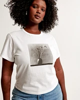 Short-Sleeve Mapplethorpe Flowers Graphic Skimming Tee