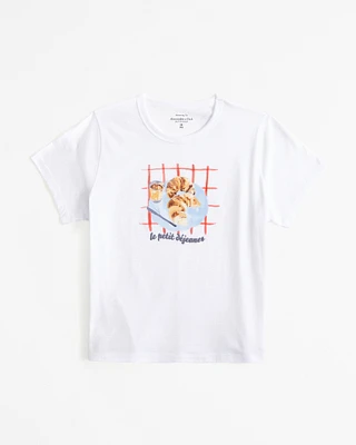 Short-Sleeve Croissant Graphic Skimming Tee