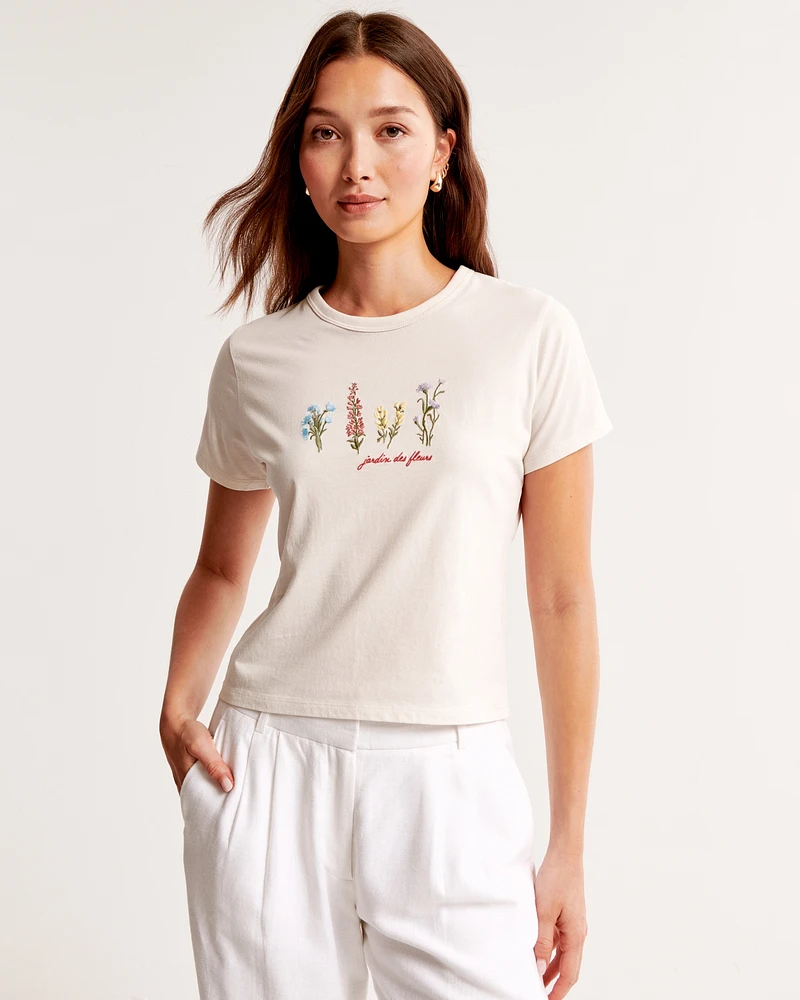 Short-Sleeve Flowers Graphic Skimming Tee