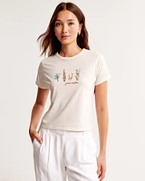 Short-Sleeve Flowers Graphic Skimming Tee