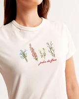 Short-Sleeve Flowers Graphic Skimming Tee