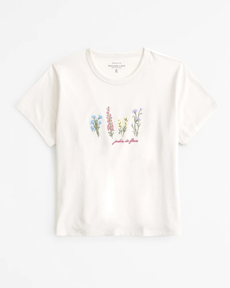 Short-Sleeve Flowers Graphic Skimming Tee