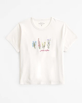 Short-Sleeve Flowers Graphic Skimming Tee