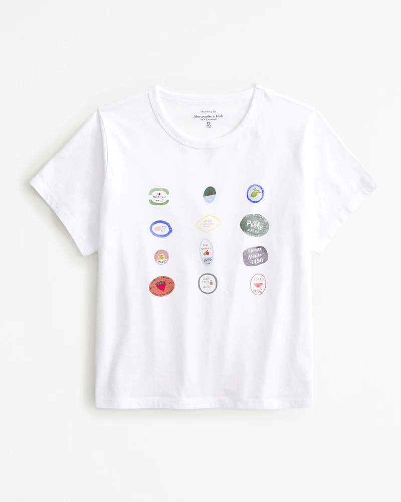 Short-Sleeve Stickers Graphic Skimming Tee