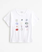 Short-Sleeve Stickers Graphic Skimming Tee