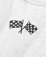 Short-Sleeve Racing Flag Graphic Skimming Tee