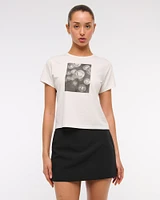 Short-Sleeve Bows Graphic Skimming Tee