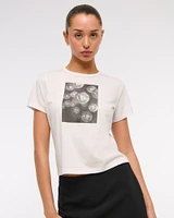 Short-Sleeve Bows Graphic Skimming Tee