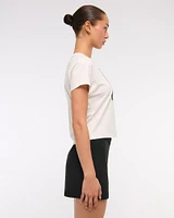 Short-Sleeve Bows Graphic Skimming Tee