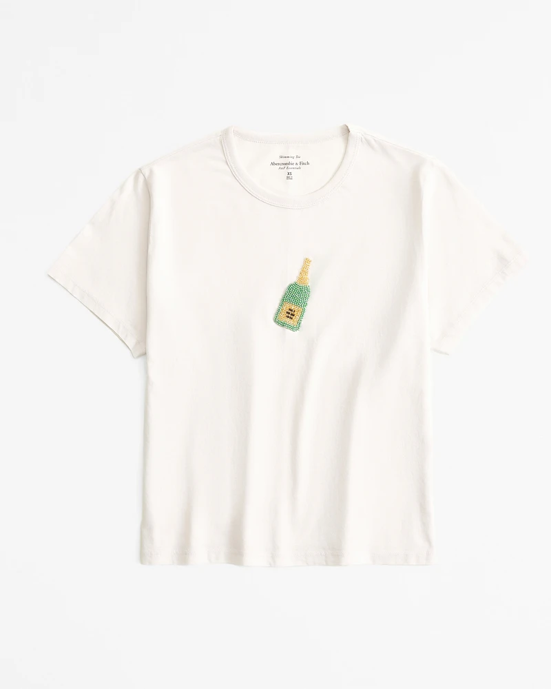 Short-Sleeve Champagne Graphic Skimming Tee