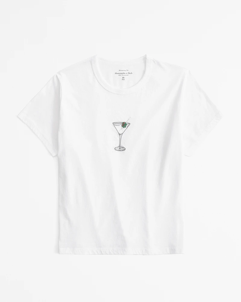 Short-Sleeve Martini Graphic Skimming Tee