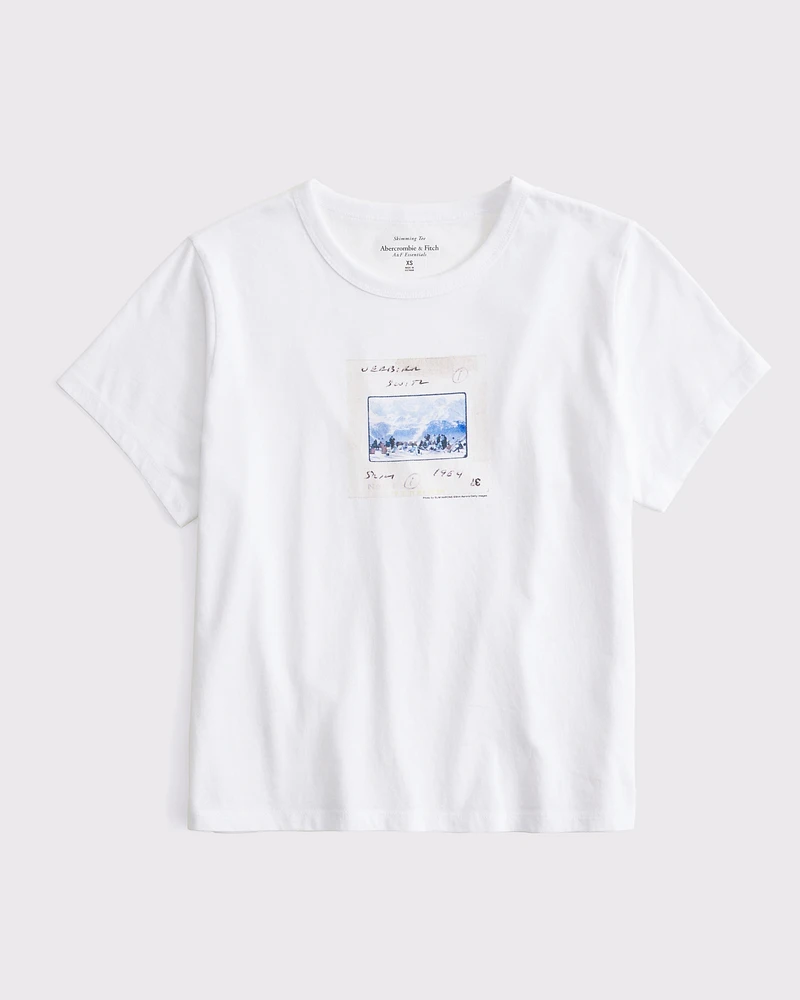 Short-Sleeve Slim Aarons Graphic Skimming Tee