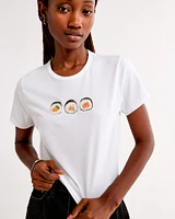 Short-Sleeve Sushi Graphic Skimming Tee