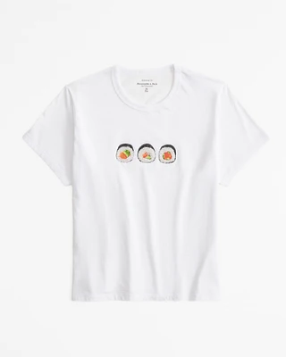 Short-Sleeve Sushi Graphic Skimming Tee