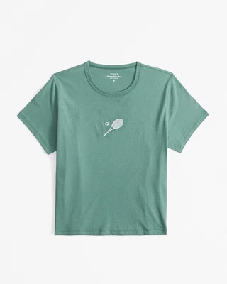 Short-Sleeve Tennis Racquet Graphic Skimming Tee