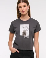 Short-Sleeve Britney Spears Graphic Skimming Tee