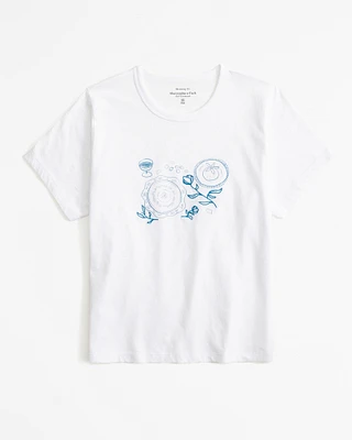 Short-Sleeve Floral Graphic Skimming Tee