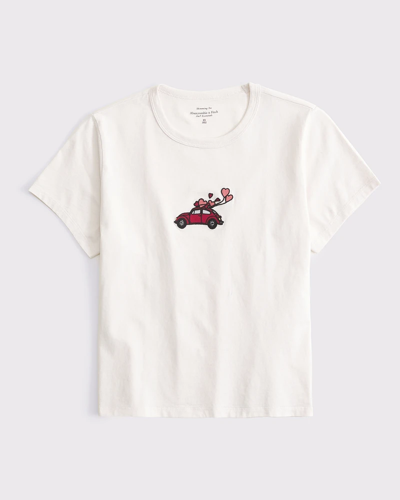 Short-Sleeve Kissed Napkin Graphic Skimming Tee