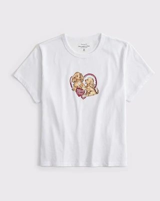 Short-Sleeve Vintage Valentine Graphic Skimming Tee