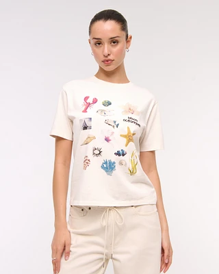 Short-Sleeve Hibiscus Graphic Relaxed Tee
